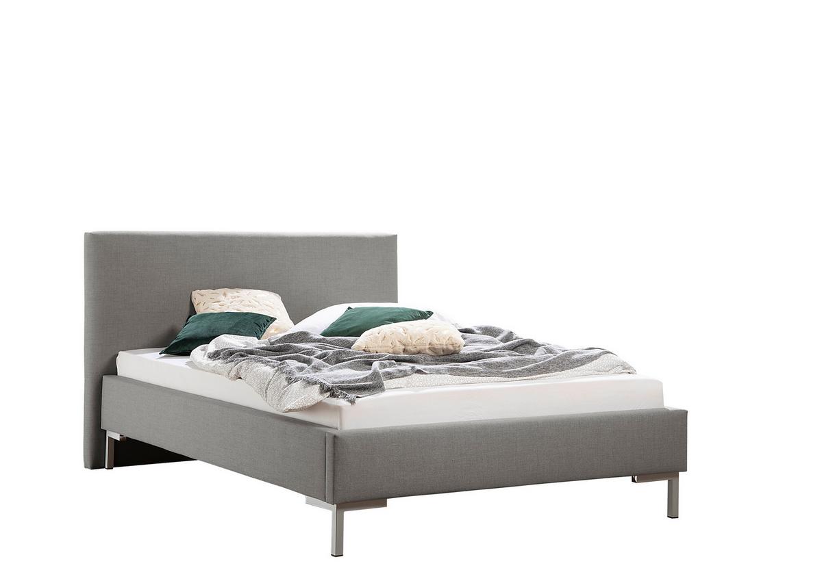 Polsterbett Minto Grau ca. 140x200 cm - Silberfarben/Grau, MODERN, Textil/Metall (140/200cm) - Livetastic