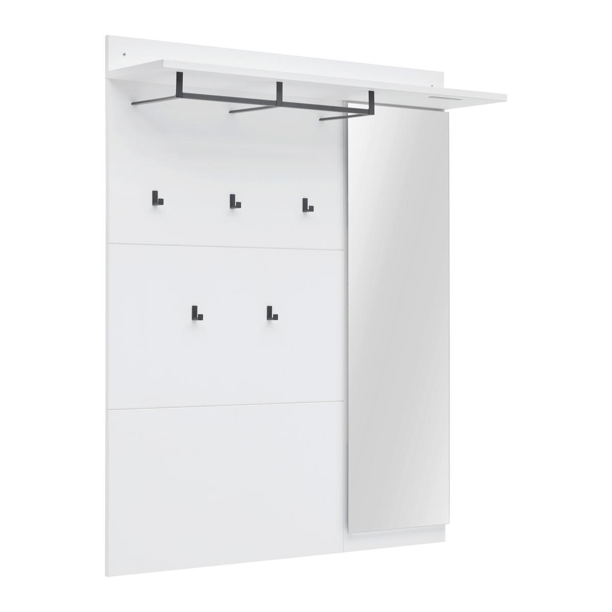 Garderobenpaneel Dallas Weiss - Weiss, Modern, Glas/Holzwerkstoff (120/149/30cm) - Mömax