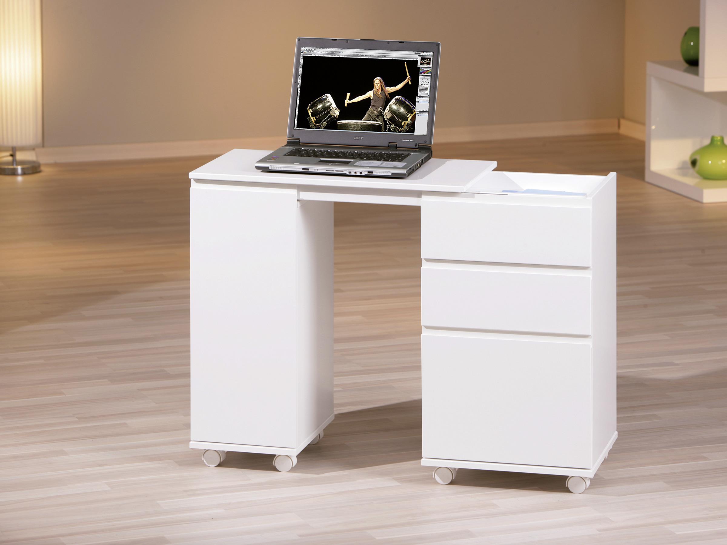 Multifunkcijska Pisalna Miza Laptop Office, Bela - bela, Konvencionalno, leseni material (66/37/72cm)