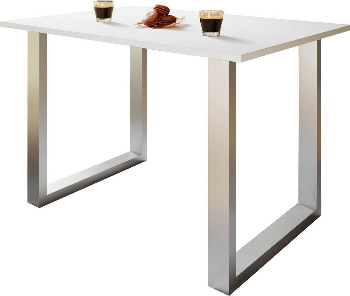 Pisalna Miza Lona, Bela, Srebrna, 110x80cm - srebrne barve/bela, Design, kovina/leseni material (110/80/76cm) - MID.YOU