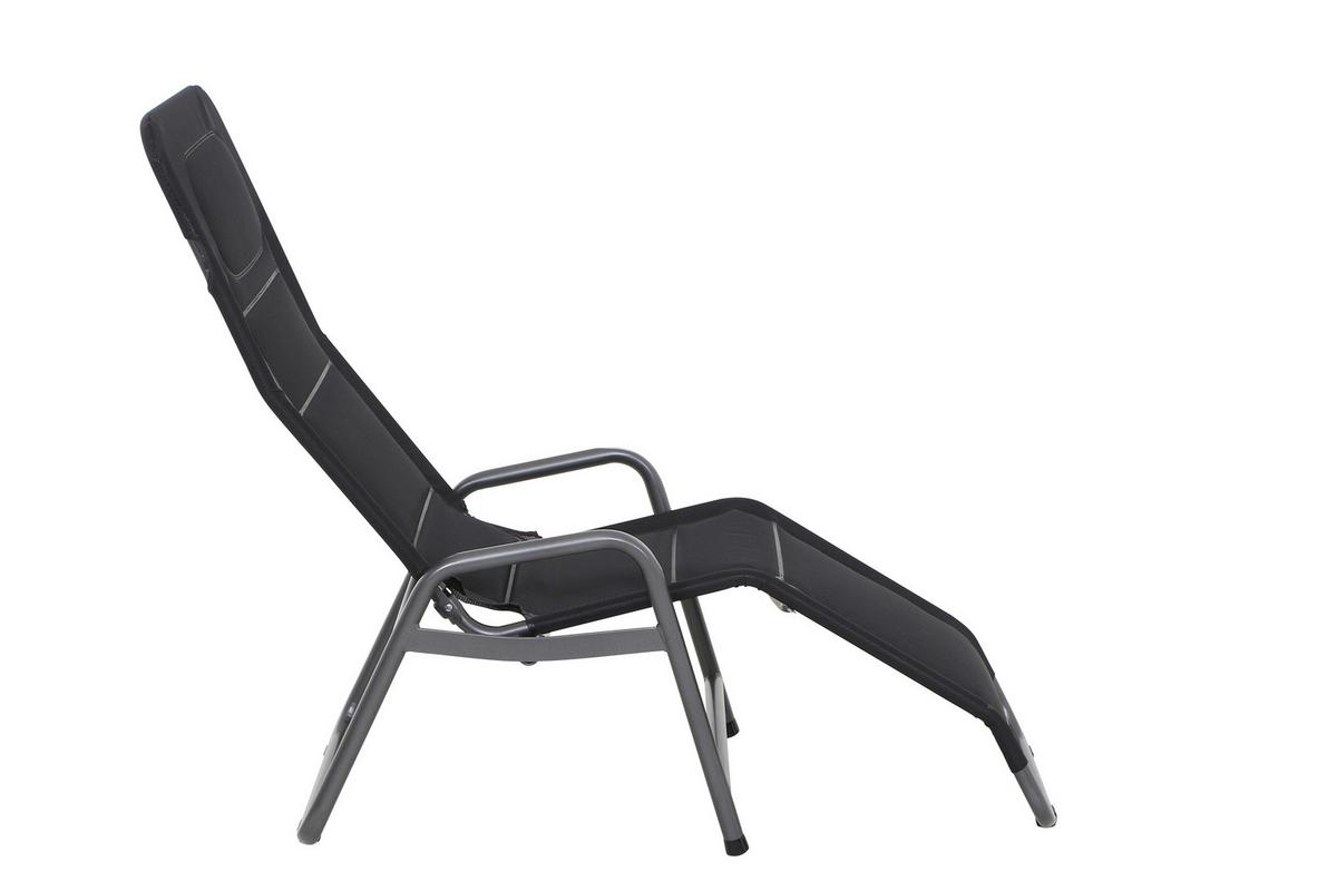 Kippliege Fano ca. 150x71x112 cm Schwarz - Schwarz, KONVENTIONELL, Kunststoff/Metall (150/71/112cm) - Siena Garden