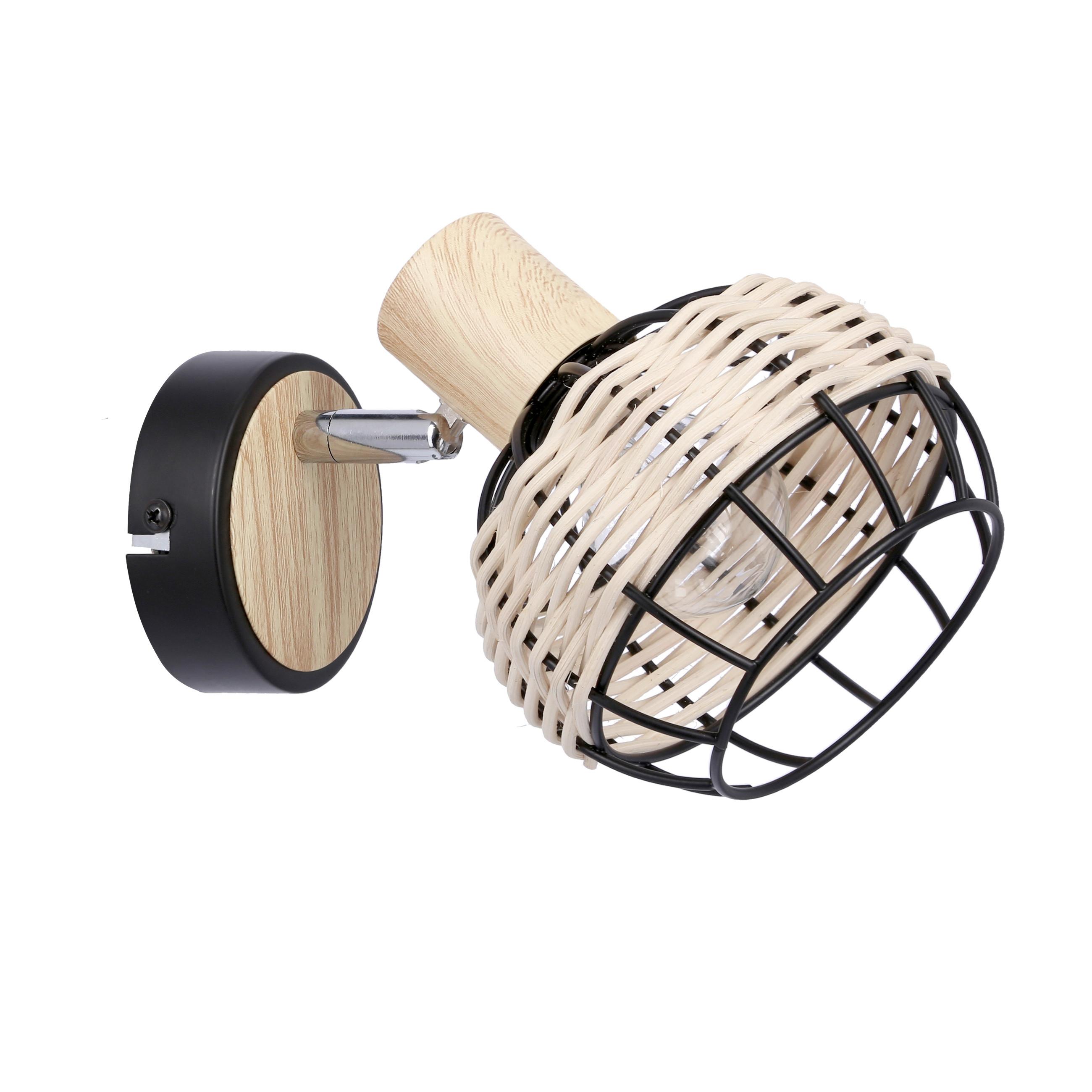 Reflektor Tajga - crna, Natur, drvo/metal (18/12/14cm)