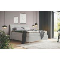 Boxspringbett Emily Creme ca. 160x200cm - Creme/Alufarben, KONVENTIONELL, Holzwerkstoff/Textil (160/200cm) - Premium Living