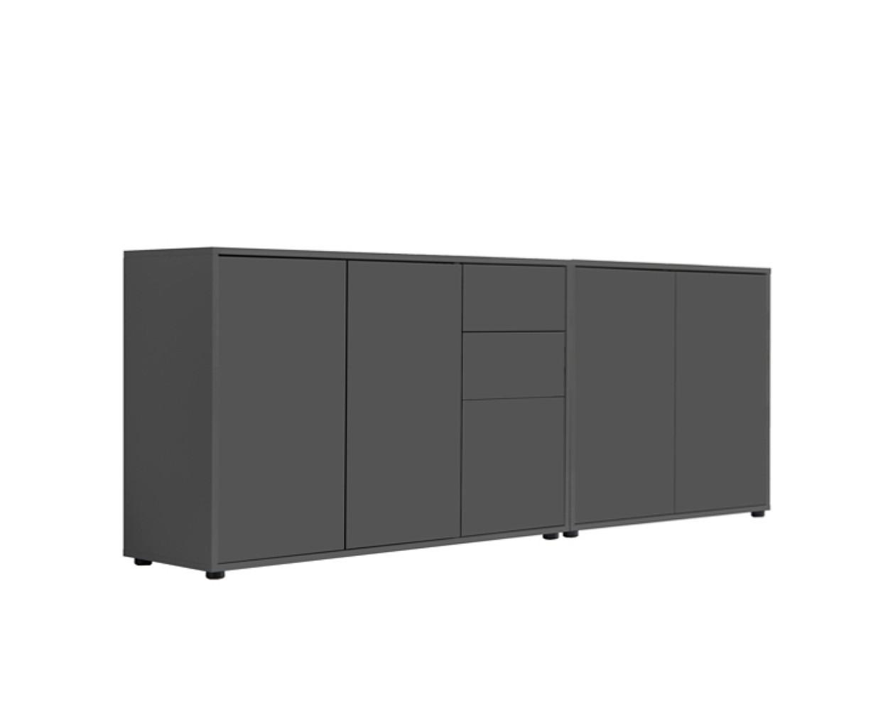 Sideboard Mailand Set 10 Anthrazit - Anthrazit/Schwarz, MODERN, Holzwerkstoff/Kunststoff (184,5/73/33cm) - MID.YOU