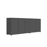 Sideboard Mailand Set 10 Anthrazit - Anthrazit/Schwarz, MODERN, Holzwerkstoff/Kunststoff (184,5/73/33cm) - MID.YOU