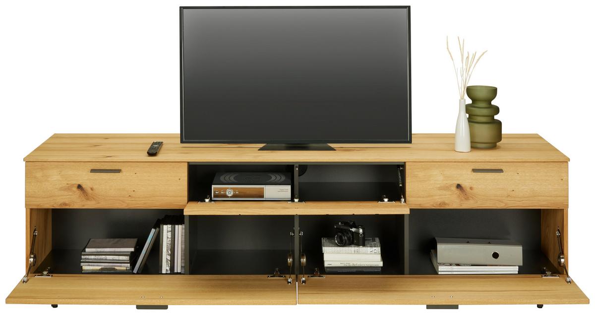TV-Element Stockholm in Wildeiche - Wildeiche/Schwarz, MODERN, Holzwerkstoff/Metall (203/59/50cm) - Premium Living