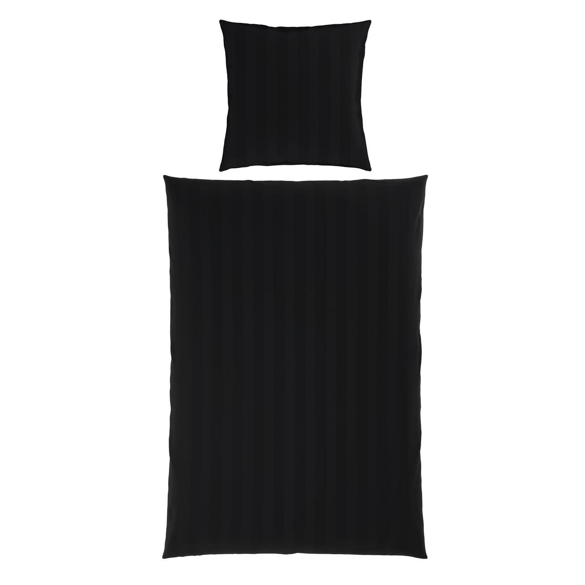 Bettwäsche Xenia Streif Schwarz ca. 135x200cm - Schwarz, MODERN, Textil (135/200cm) - Premium Living