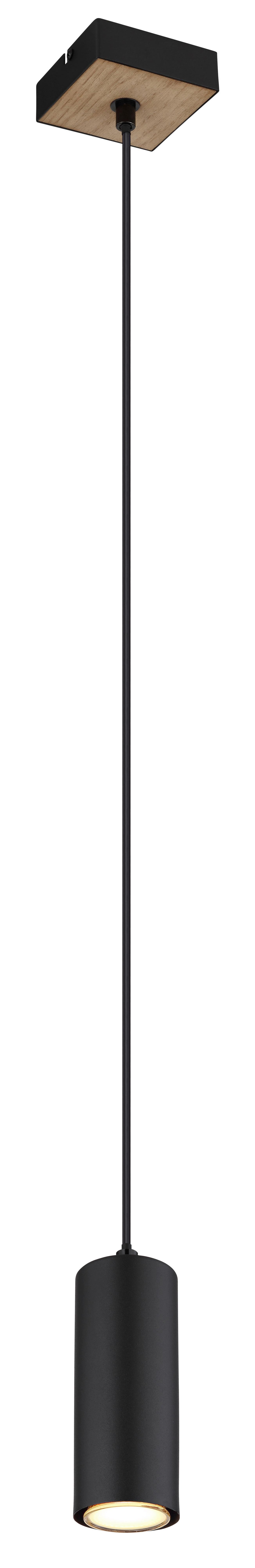 Hängeleuchte Robby Schwarz/Dunkelbraun max. 35W - Dunkelbraun/Schwarz, Design, Holzwerkstoff/Kunststoff (9/9/120cm) - Globo