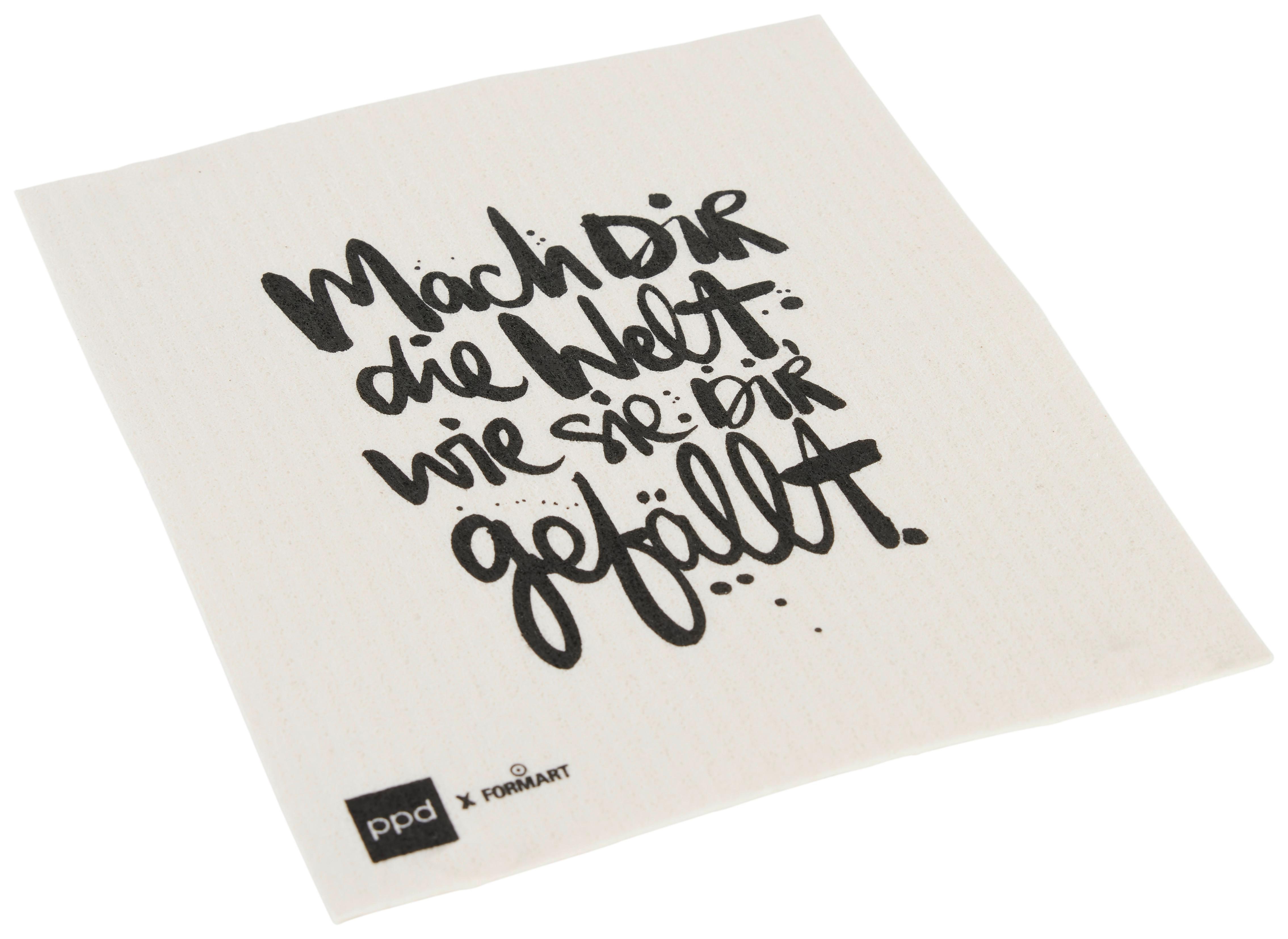 Schwammtuch Peter in Schwarz/Weiß ca. 20x17cm - Schwarz/Weiß, Textil (20/17cm)