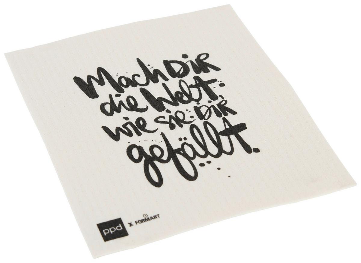 Schwammtuch Peter in Schwarz/Weiß ca. 20x17cm - Schwarz/Weiß, Textil (20/17cm)