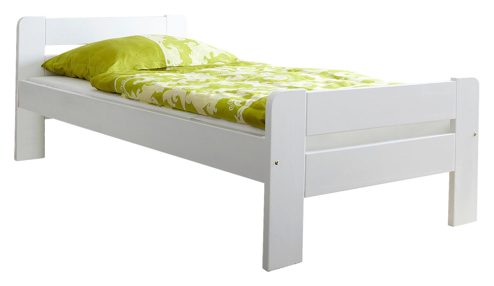 Postelja Bert, Bela, Masivno, 90x200 - bela, Natur, les (90/200cm) - MID.YOU