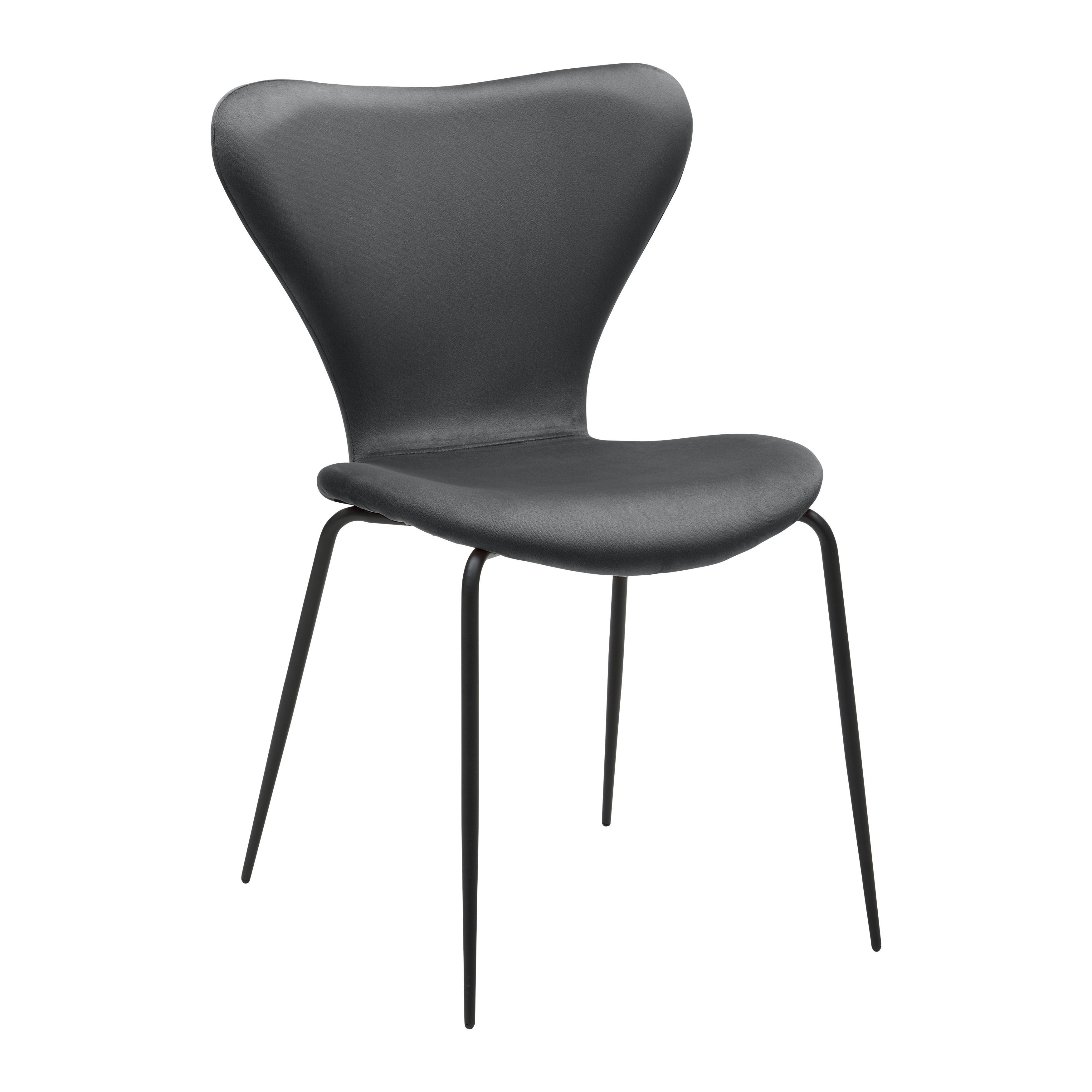 Stuhl Alicia Dunkelgrau Samt Gepolstert - Dunkelgrau/Schwarz, MODERN, Holz/Textil (53/82,5/53cm) - Bessagi Home