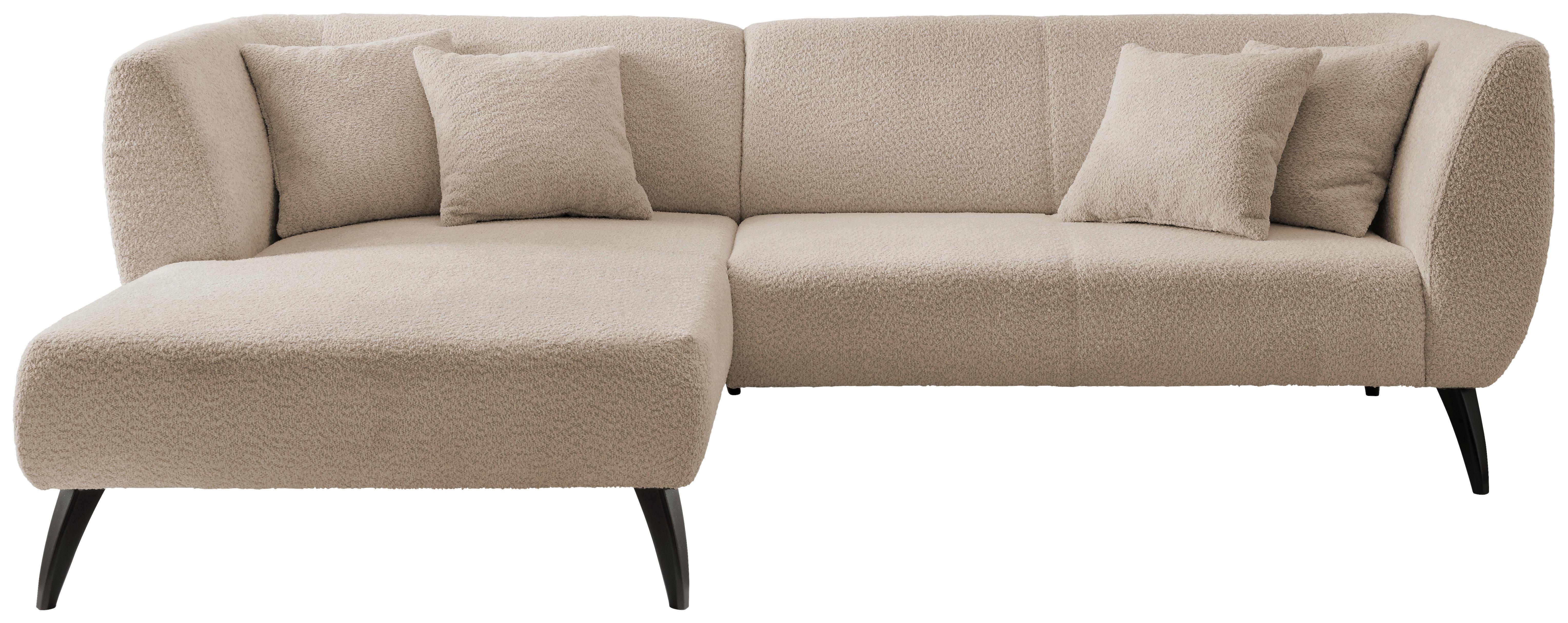 Wohnlandschaft Colori beige Bouclé - Beige/Schwarz, MODERN, Holz/Textil (160/264cm) - MID.YOU