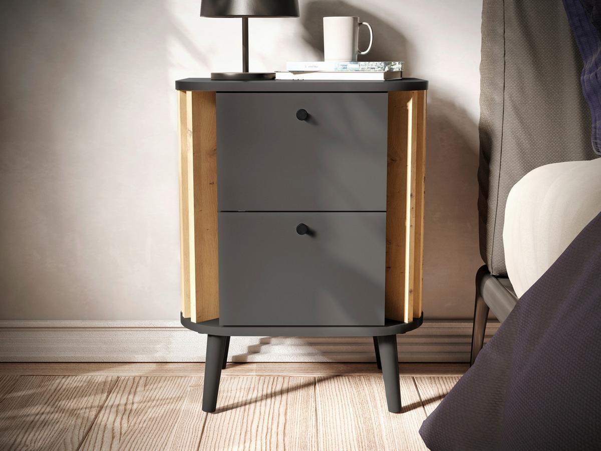 Nočna Omarica Pure, Siva - siva, Design, leseni material (45/60/33cm) - Premium Living