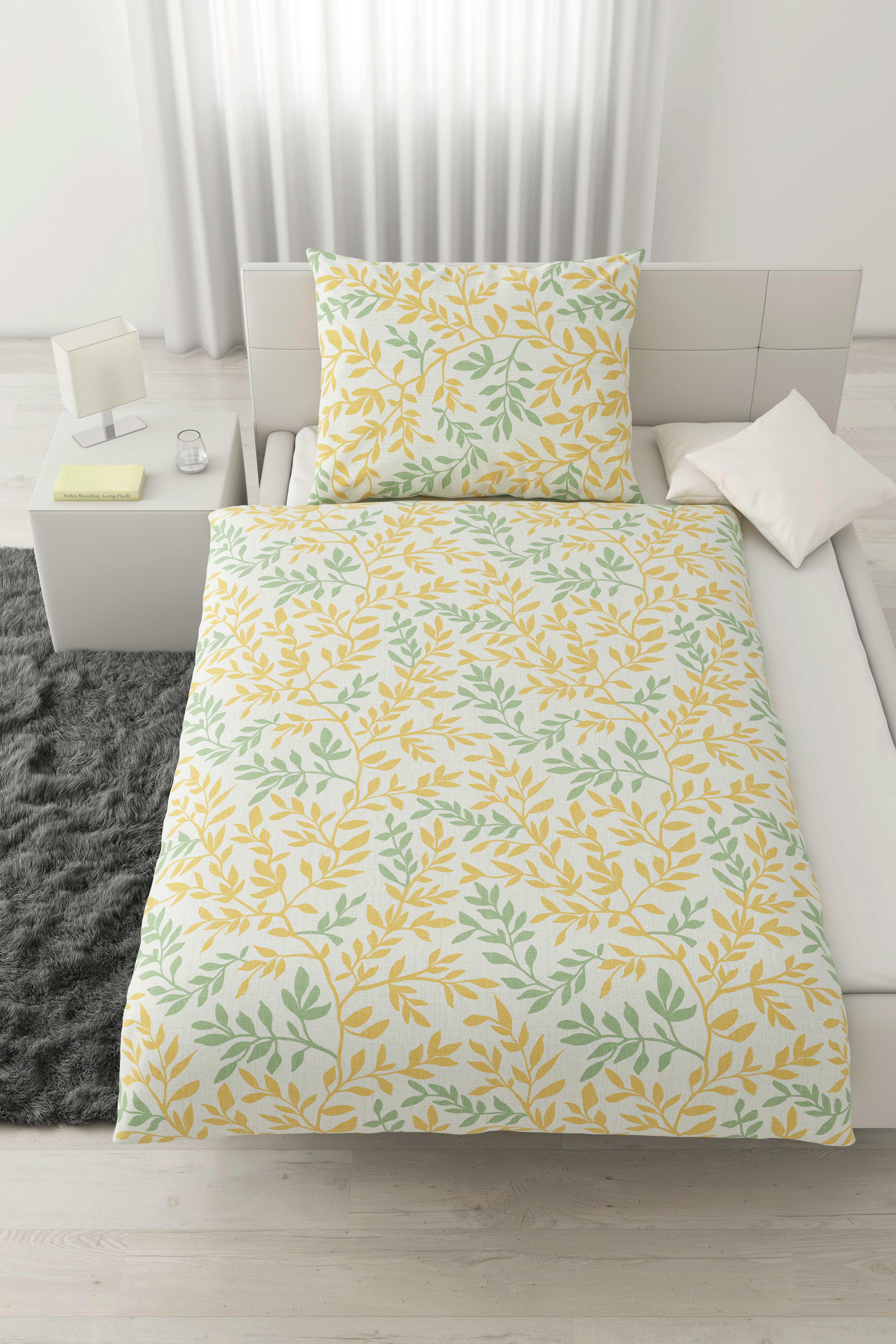 BETTWÄSCHESET SIGLINDE - Gelb/Grün, Konventionell, Textil (160/210cm) - Modern Living
