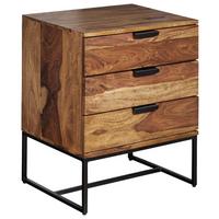 Majhna Nočna Omarica Wohnling, Masiven Les - črna/barve indijskega rožnega lesa, Design, kovina/les (50/65/40cm) - MID.YOU