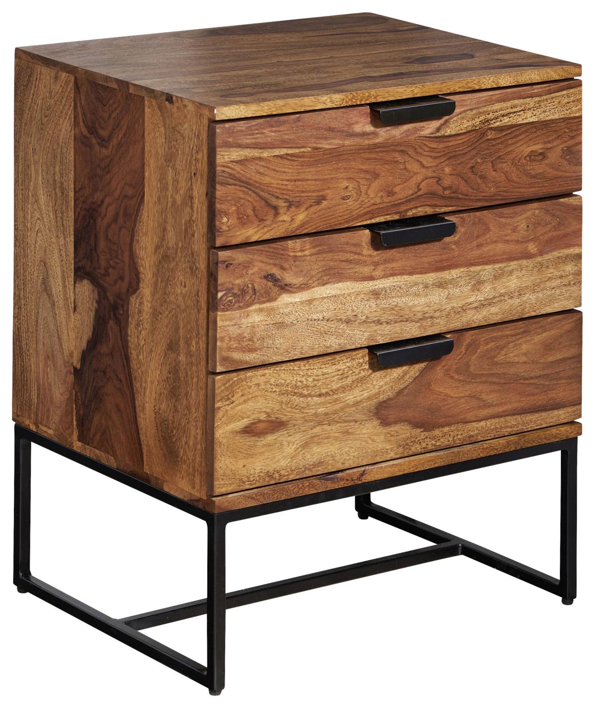 Majhna Nočna Omarica Wohnling, Masiven Les - črna/barve indijskega rožnega lesa, Design, kovina/les (50/65/40cm) - MID.YOU