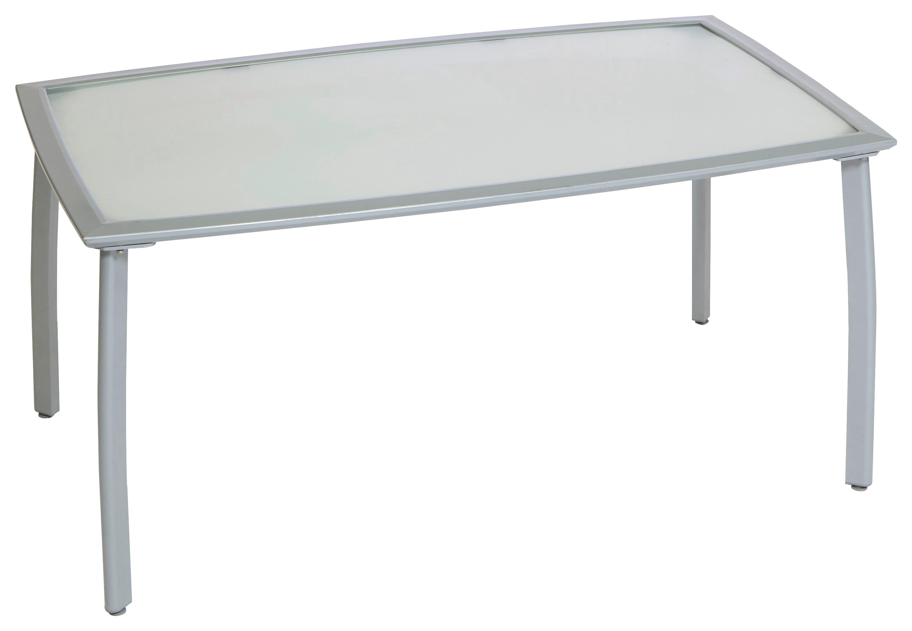 Gartentisch ca. 150x90 cm Alu Silber/Glas - Silberfarben, MODERN, Glas/Metall (150/90/74cm) - Gardenson