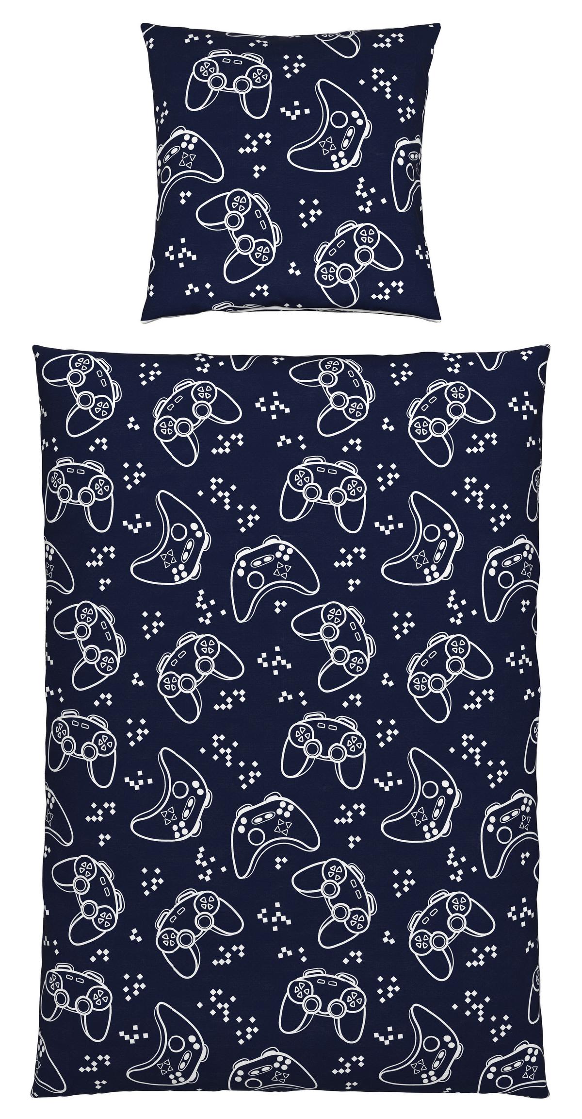 Jugendbettwäsche Gaming Blau/Weiß ca. 135x200cm - Blau, Textil (135/200cm) - Modern Living