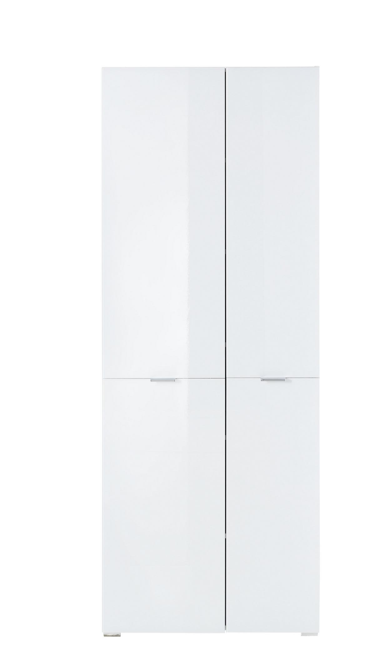 Garderobna Omara Q-Bic, Bela - barve kroma/bela, Moderno, steklo/leseni material (74/194/37cm) - Premium Living