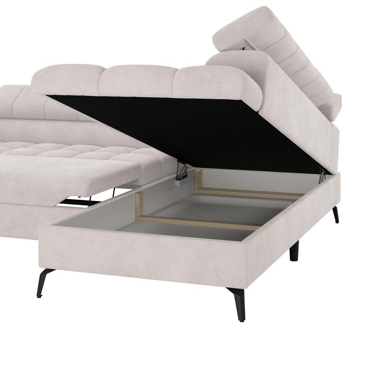 Kutna Garnitura Volf - bijela/crna, Trend, tekstil/metal (261/203cm)