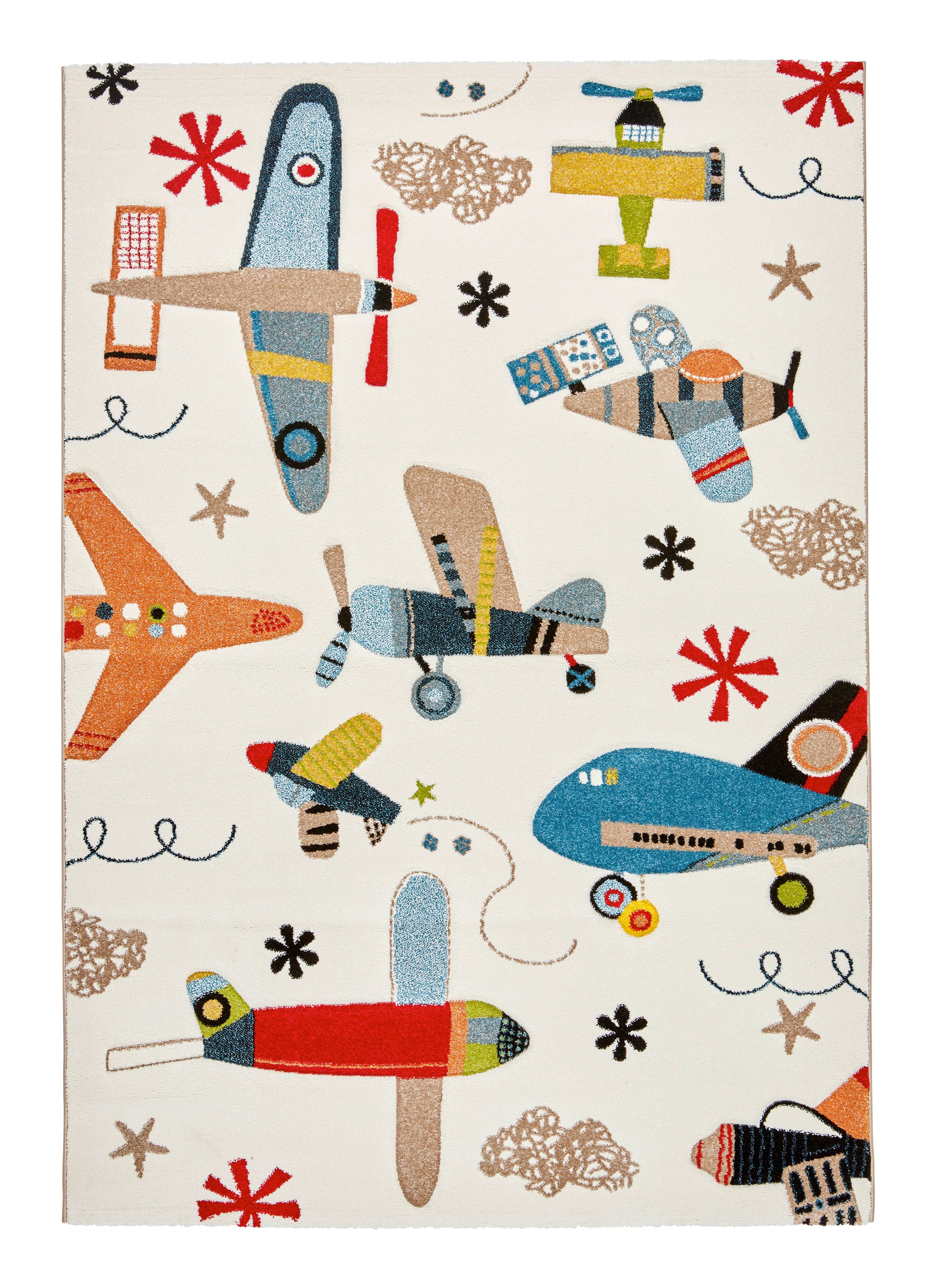 Kinderteppich Flugzeug ca. 120x170cm - Multicolor, Textil (120/170cm) - Mömax