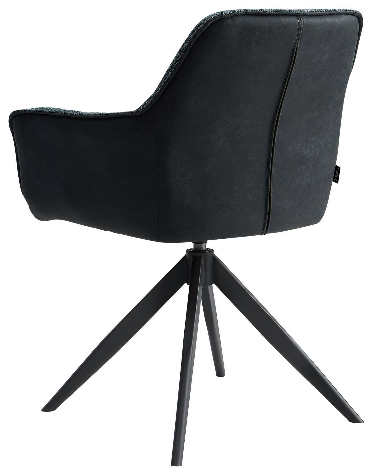 KRZESŁO Z PODŁOKIETNIKAMI AKITA - niebieski/czarny, Design, metal/tkanina (61.5/83.5/63cm) - Novel