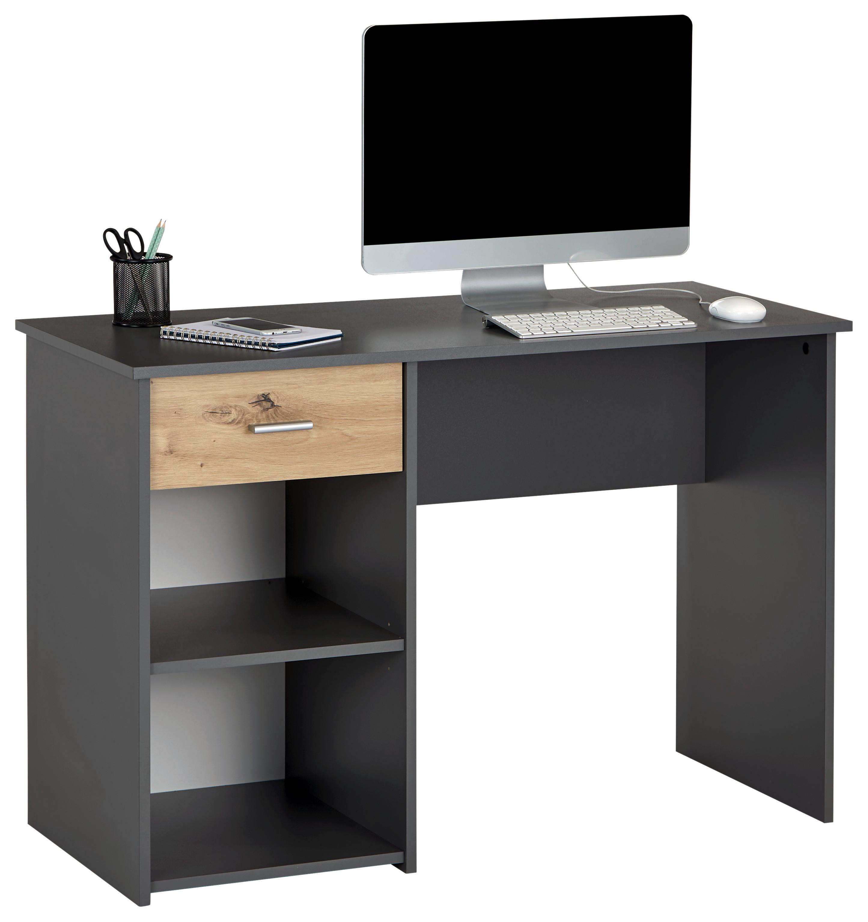 Pisalna Miza Kubek 2, Antracit - barve hrasta/antracit, Moderno, leseni material (110/75/50cm) - Mömax