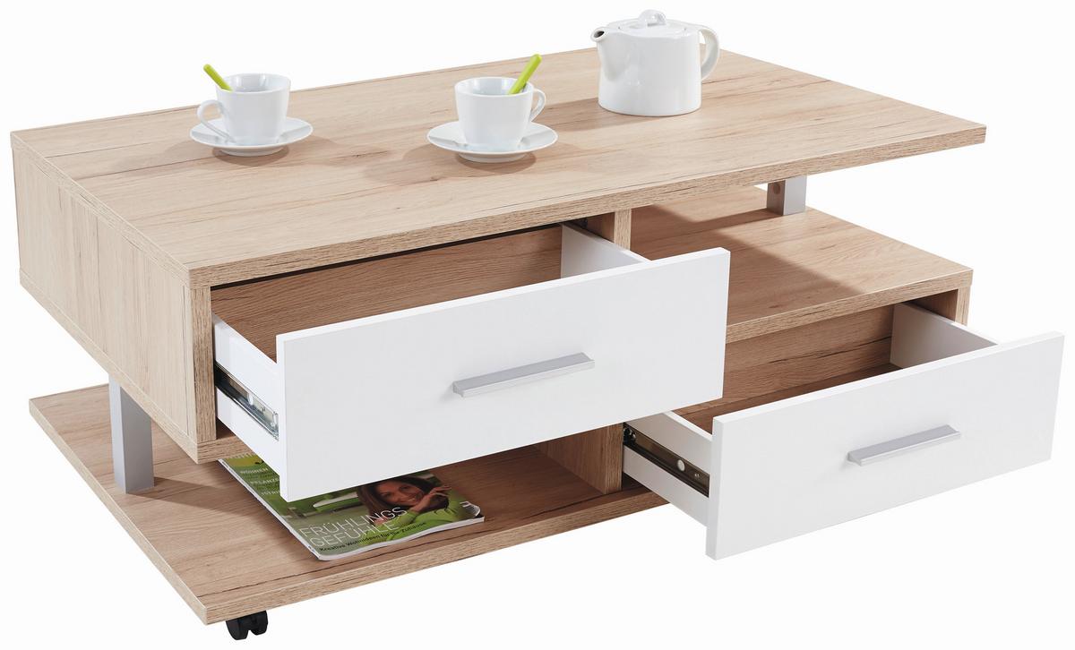 Măsuță de cafea QUATTRO - culoare lemn stejar, Konventionell, material pe bază de lemn (105/45/60cm) - Modern Living