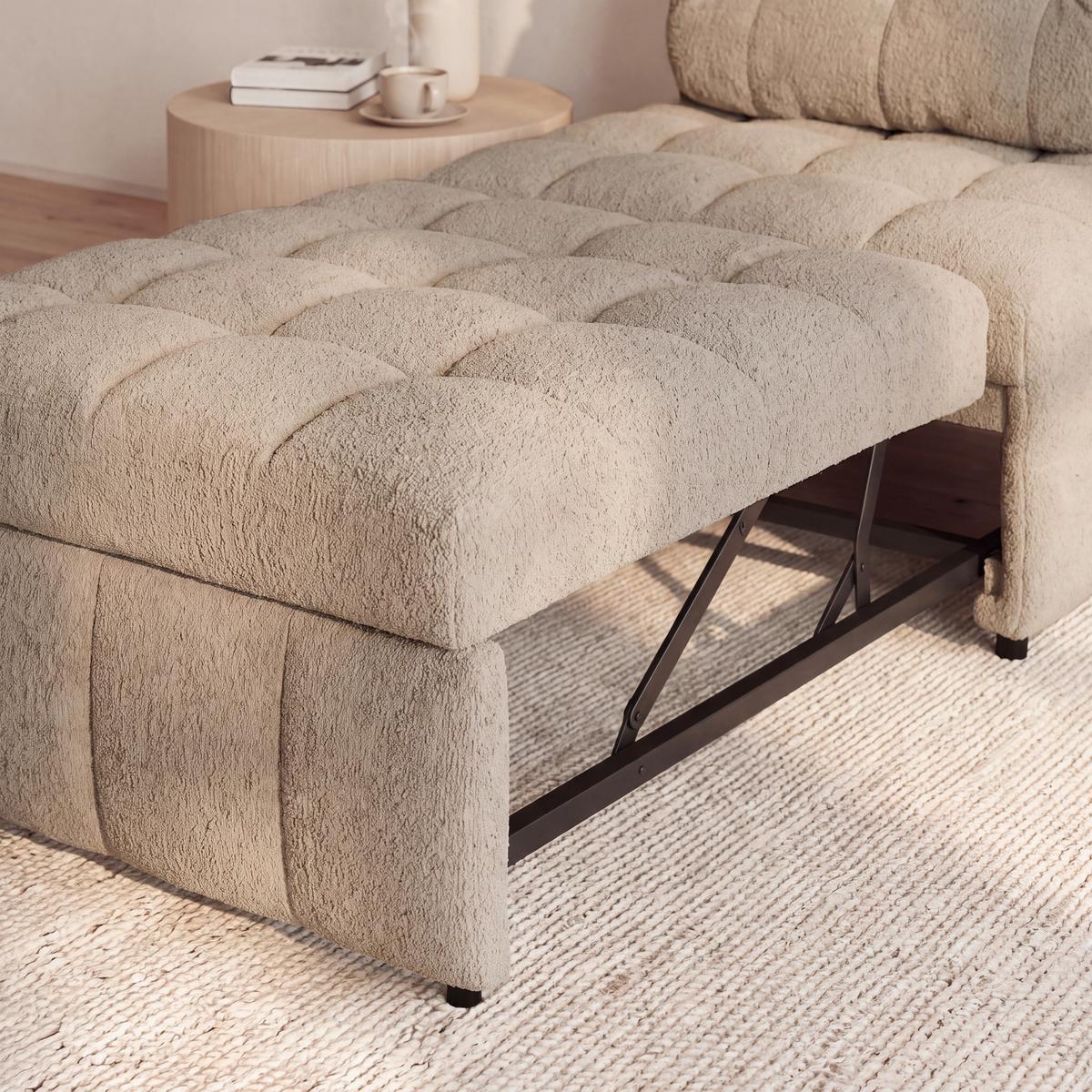 Schlafsessel Liara Webstoff Beige - Beige/Schwarz, MODERN, Holz/Textil (88/87/110cm) - Bessagi Home