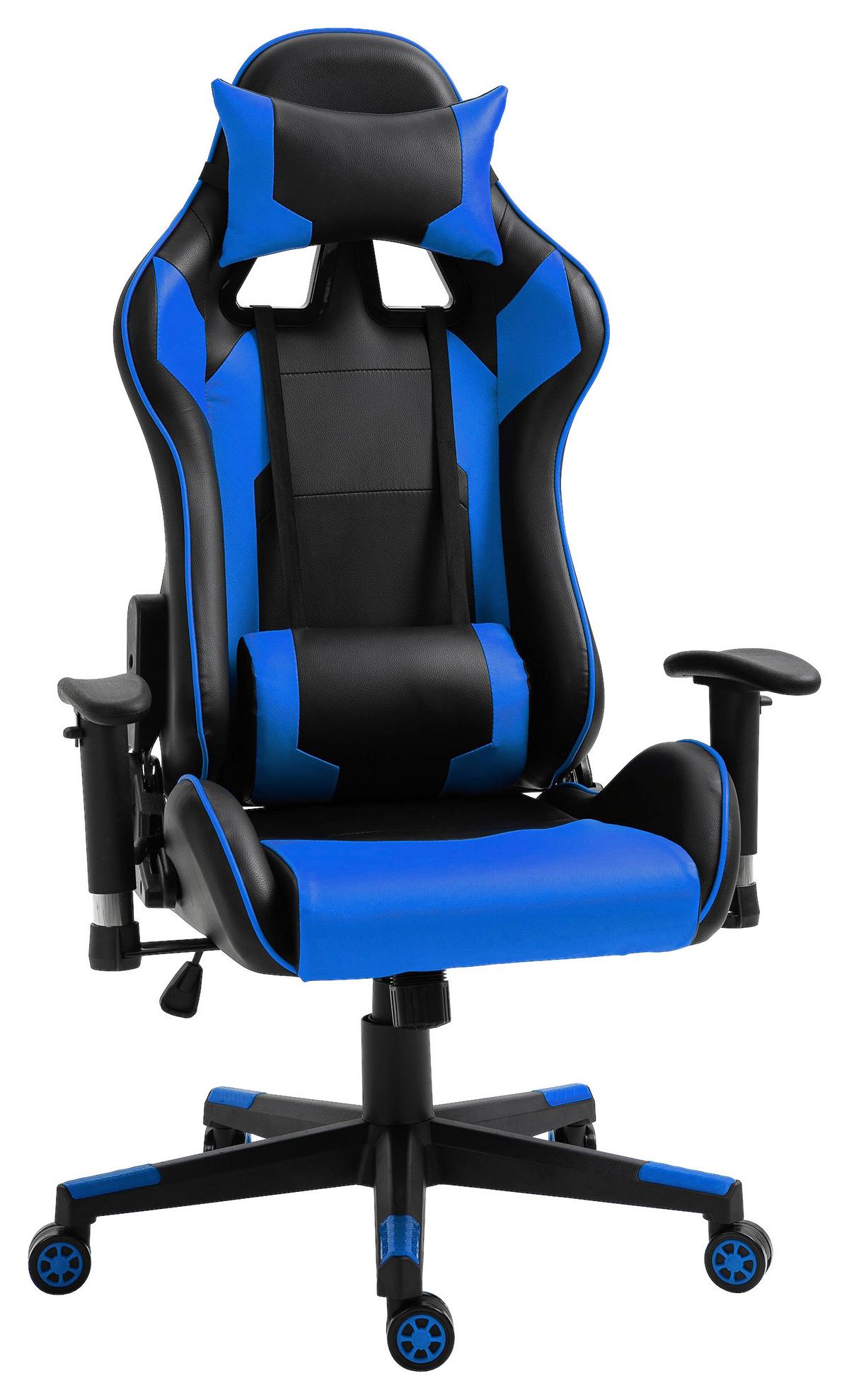 Scaun de gaming Trinity - albastru/negru, Modern, plastic/metal (67/127-137/72cm)