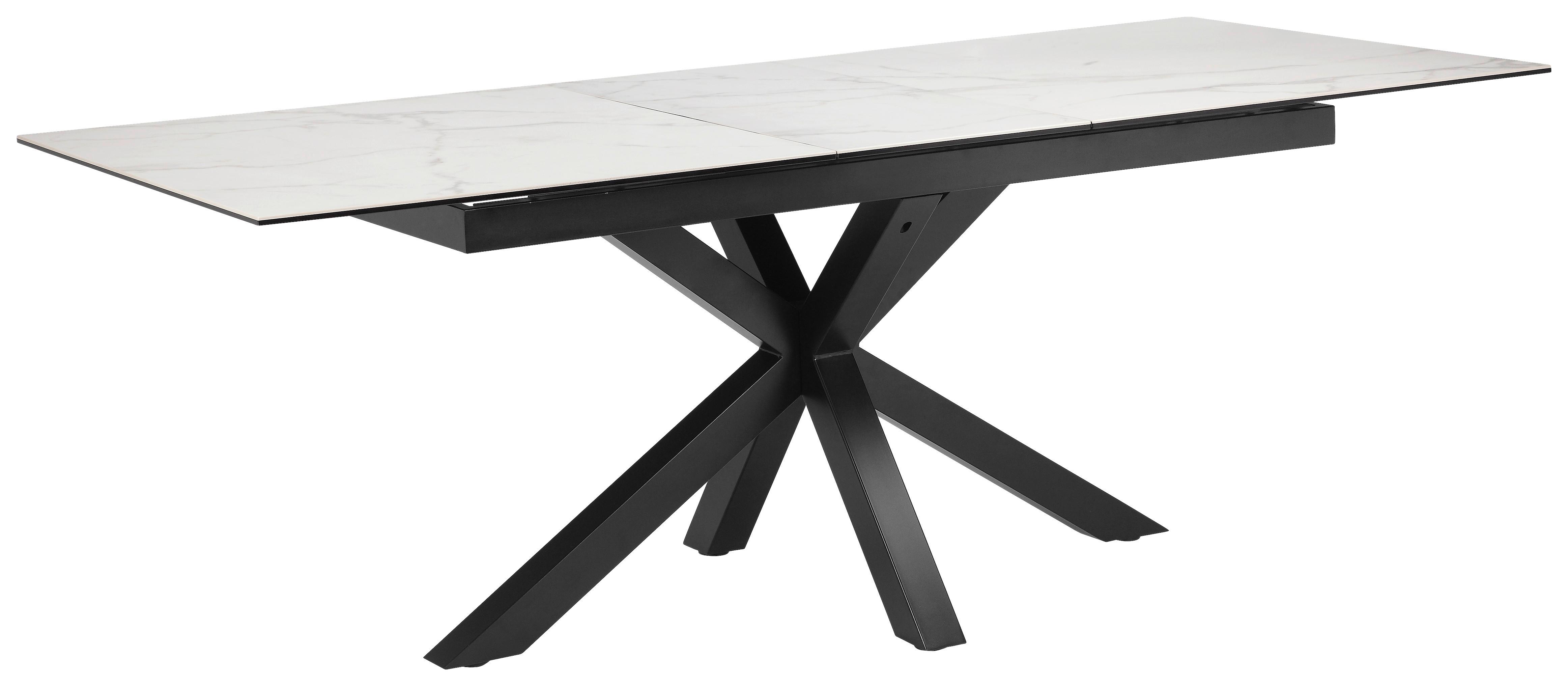 Raztegljiva Miza Lotus, Bela, 168-210x90 - črna/bela, Moderno, kovina/steklo (168-210/90/76cm) - MID.YOU