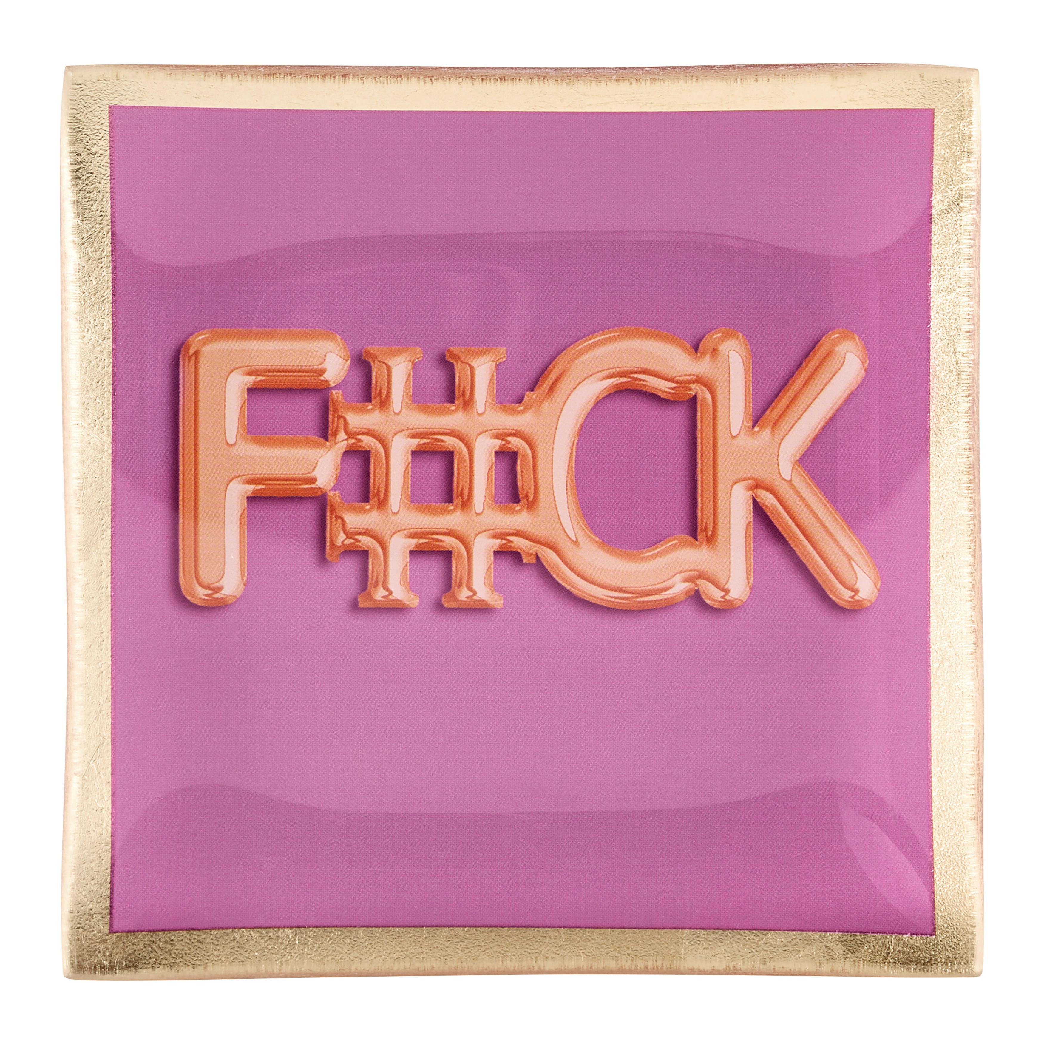 Dekoteller F#ck Orange/Lila ca. 10x10cm - Lila/Goldfarben, MODERN, Glas (10/10cm) - Mömax