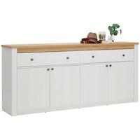 Komoda Rovigio, Barva Hrasta, Bela - bela/hrast san remo, Basics, kovina/umetna masa (201,5/90,5/42,5cm) - Landscape