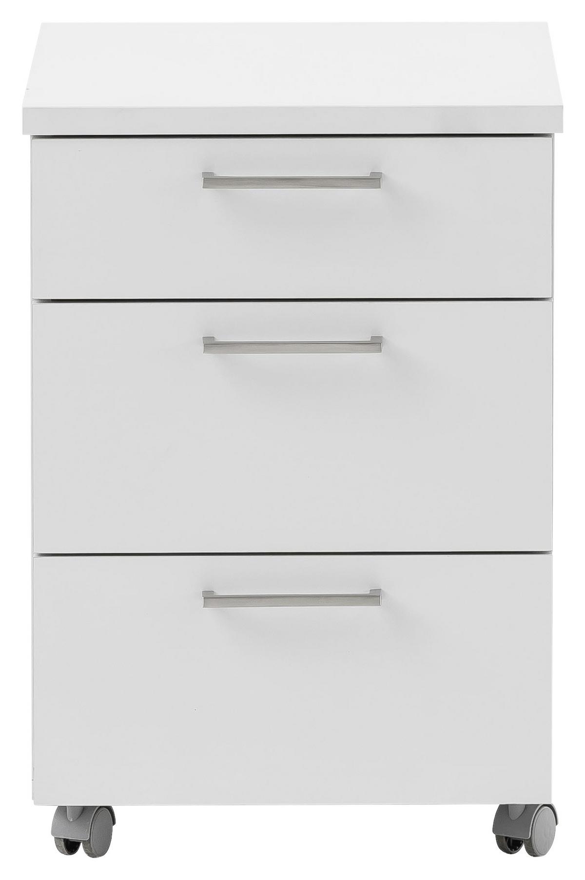 Rollcontainer "Serie 1500" , weiß - Hellgrau/Nickelfarben, KONVENTIONELL, Holzwerkstoff/Metall (41,2/60,1/49,6cm) - MID.YOU