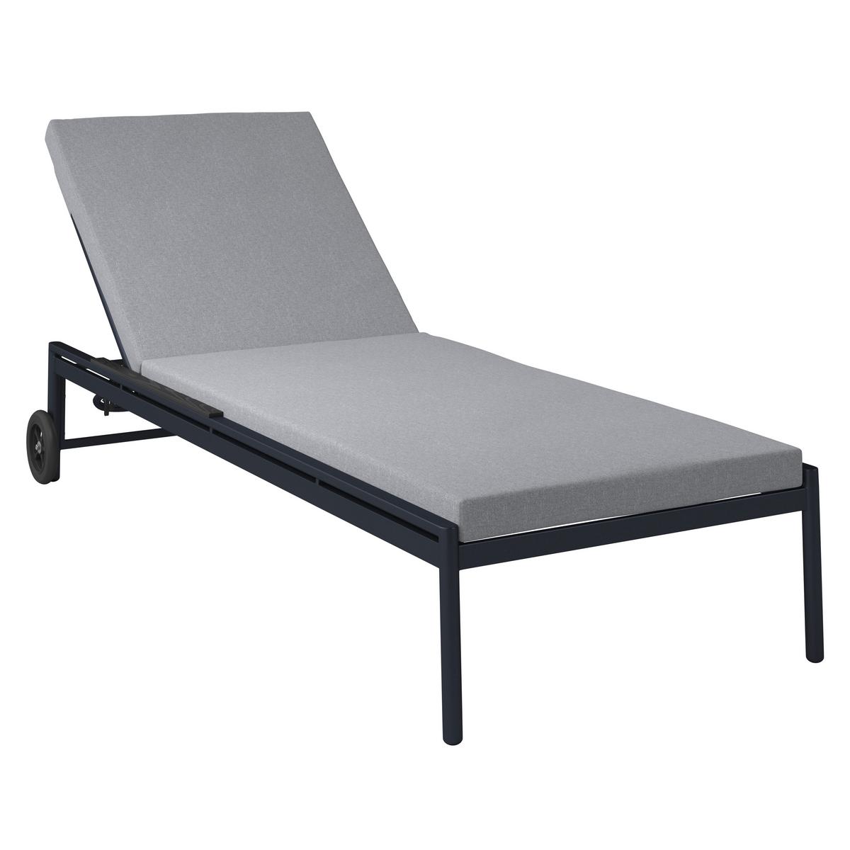 Gartenliege Fenja Hellgrau Outdoorstoff/Metall - Dunkelgrau/Hellgrau, MODERN, Kunststoff/Textil (210/65/32cm) - Bessagi Garden