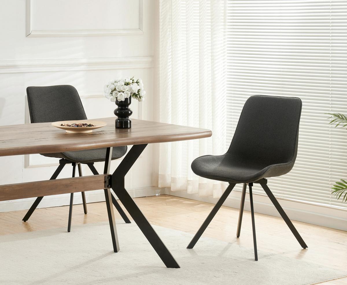 STUHL-SET EMILIA - Anthrazit/Schwarz, Modern, Textil/Metall (52/85/61cm) - MID.YOU