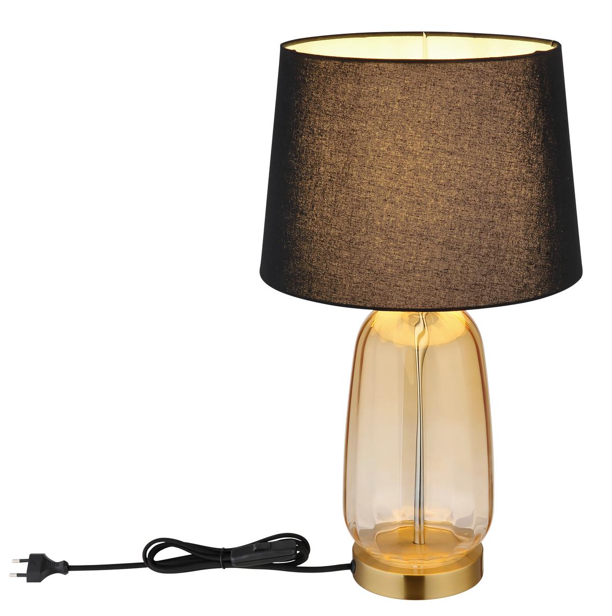Tischleuchte Classy Messingfarben max. 40 Watt - Klar/Messingfarben, KONVENTIONELL, Glas/Textil (30/52cm) - Globo