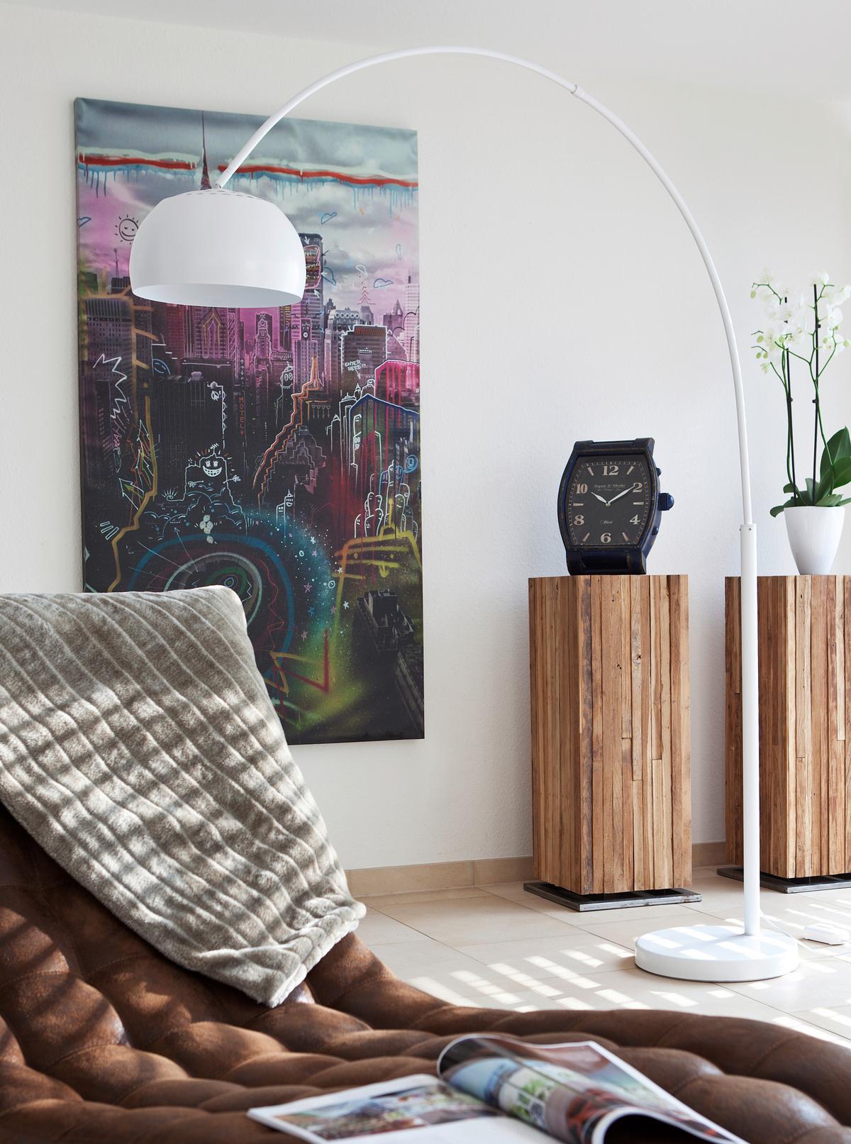 Svetilka V Obliki Loka Bogen - bela, Design, kamen/kovina (165/195/33cm) - P & B