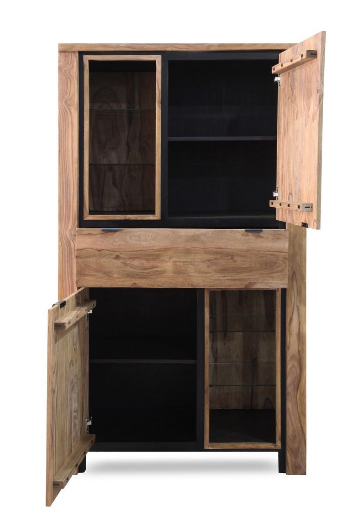 WITRYNA BANDUNG - kolor naturalny/czarny, Modern, metal/drewno (100/180/40cm) - Livetastic
