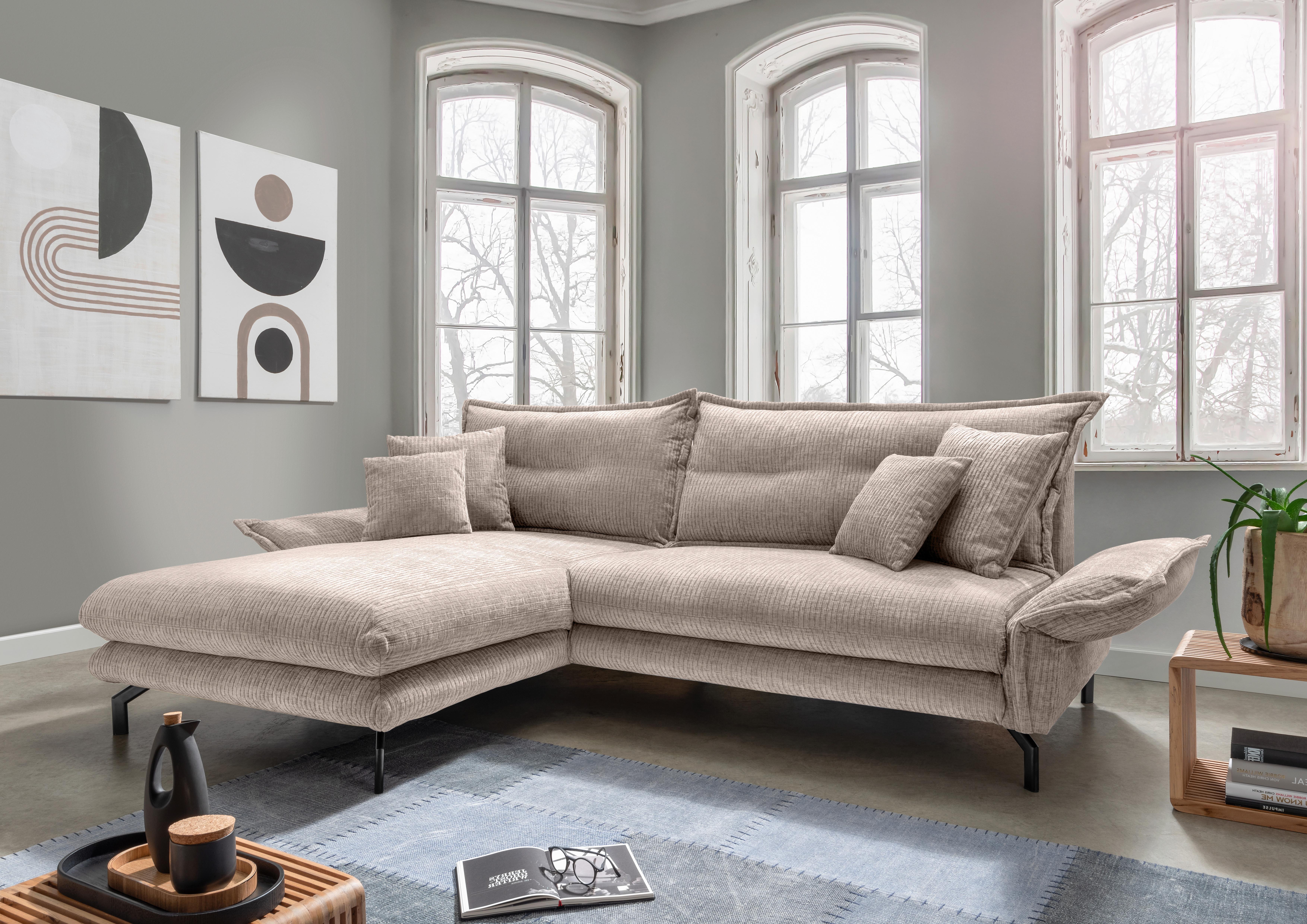 ECKSOFA LAVA - Beige/Schwarz, Design, Textil/Metall (180/255cm) - Livetastic