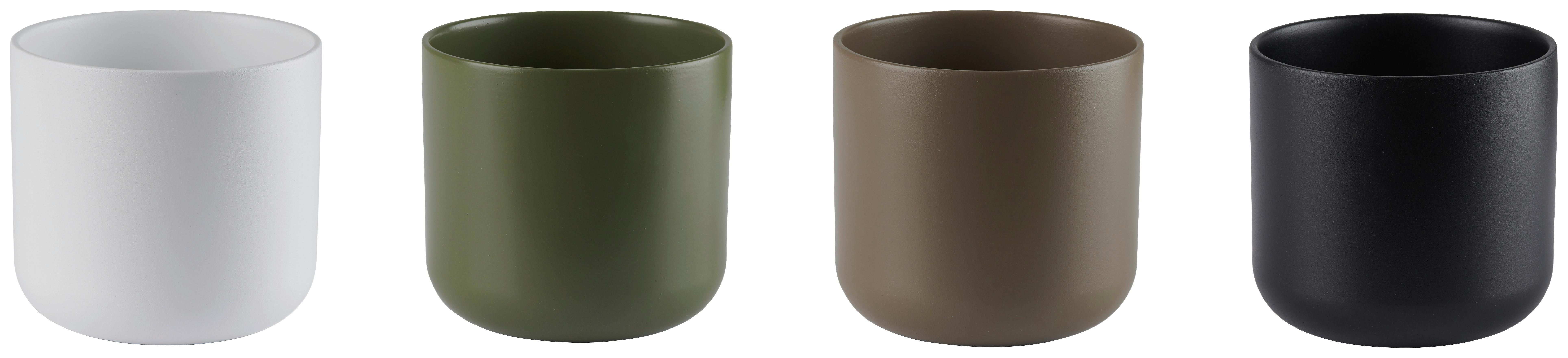 Übertopf Luis in diversen Farben - Taupe/Dunkelgrün, MODERN, Keramik (26,5/26cm) - Mömax