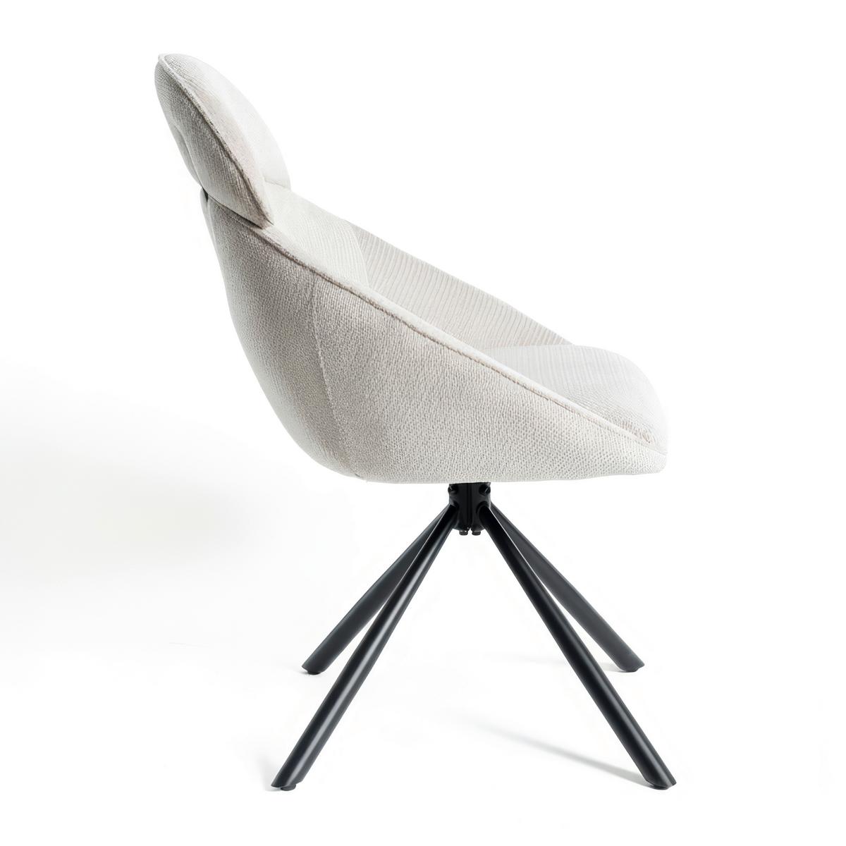 Armlehnstuhl Maira Hellgrau Webstoff Drehbar Gepolstert - Hellgrau/Schwarz, MODERN, Textil/Metall (59,5/93/66cm) - Bessagi Home