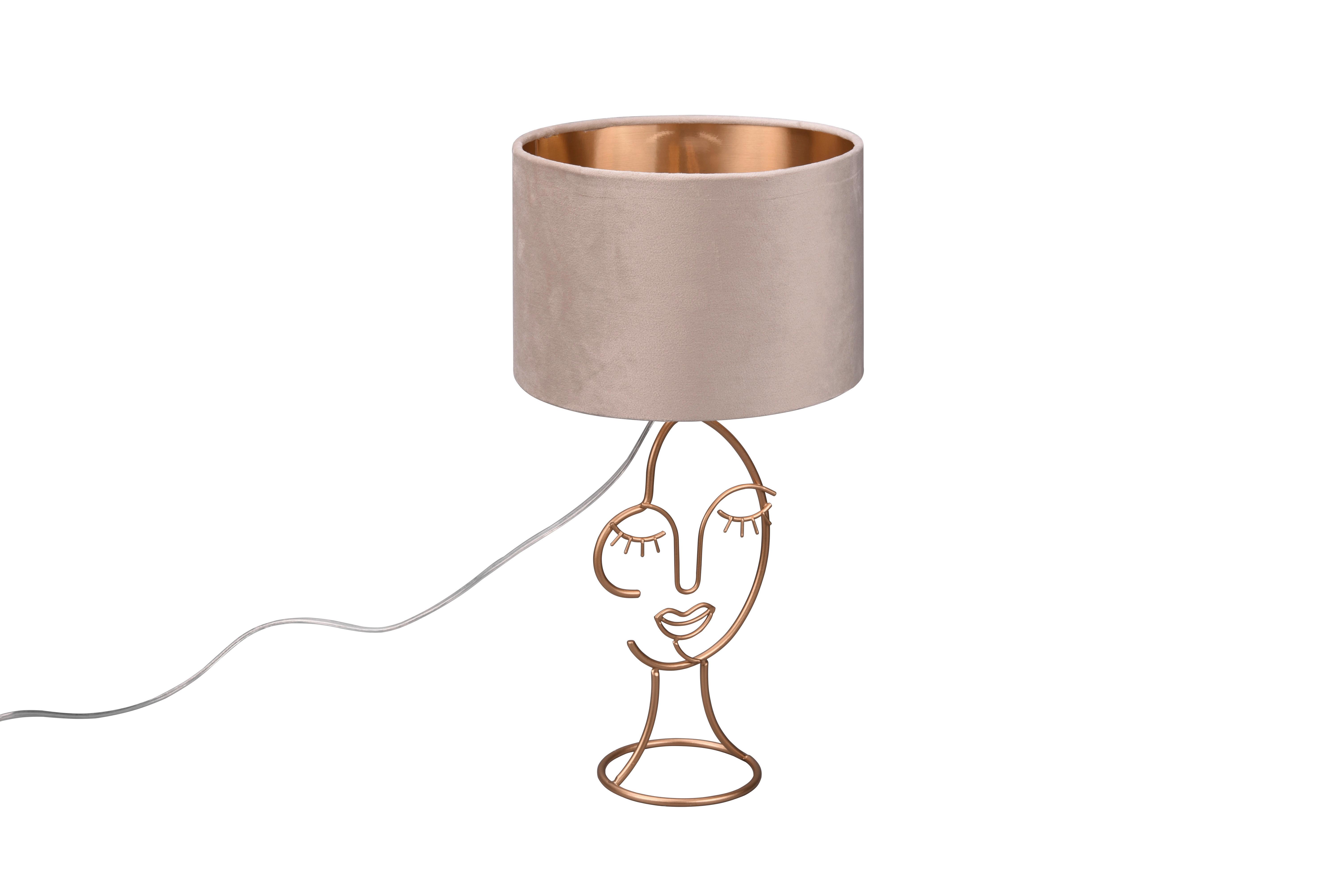 LAMPA STOŁOWA R51221044 MARY - beżowy/kolor złoty, Konventionell, metal/tkanina (24/45,5cm)