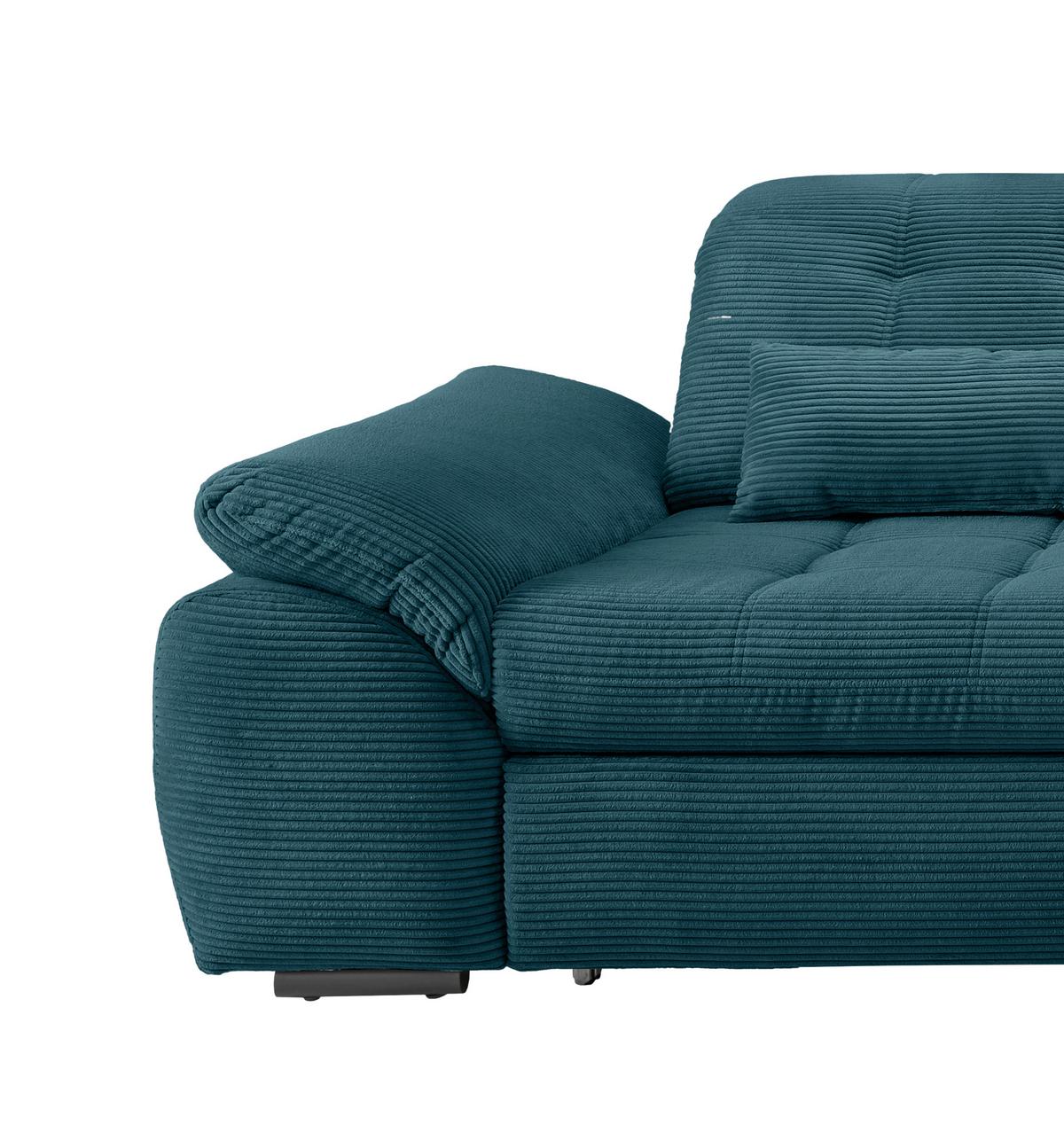 Ecksofa mit Bettkasten Rigatti ca. 314x184 cm Petrol - Petrol/Schwarz, MODERN, Textil/Metall (314/184cm) - Livetastic