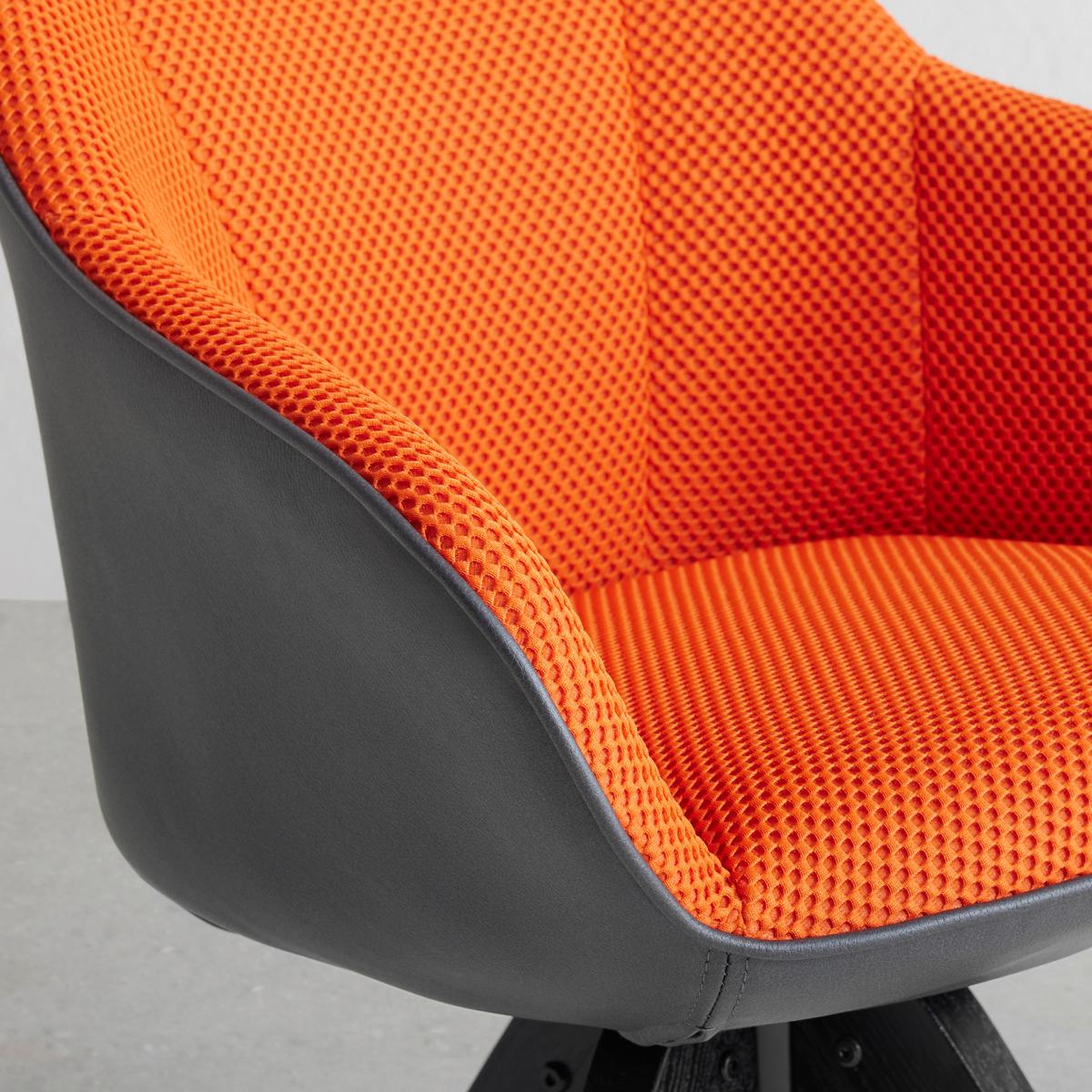 Armlehnstuhl Chill, drehbar Mesh Orange/Schwarz, Lederlook - Schwarz/Orange, MODERN, Holz/Textil (60/83/65cm) - Mömax