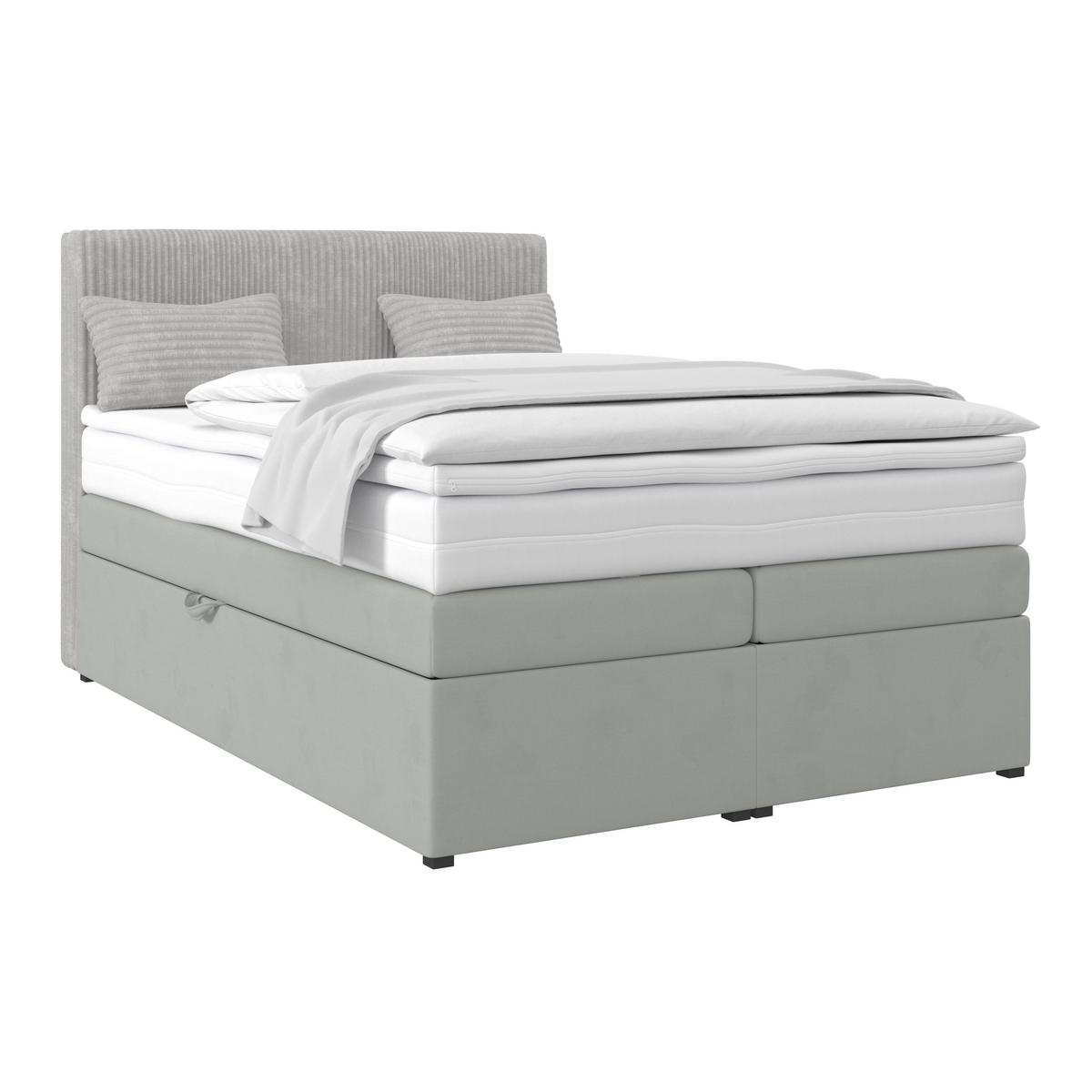 Boxspring Krevet Rossa - srebrne boje/crna, Moderno, drvni materijal/tekstil (140/200cm) - Modern Living