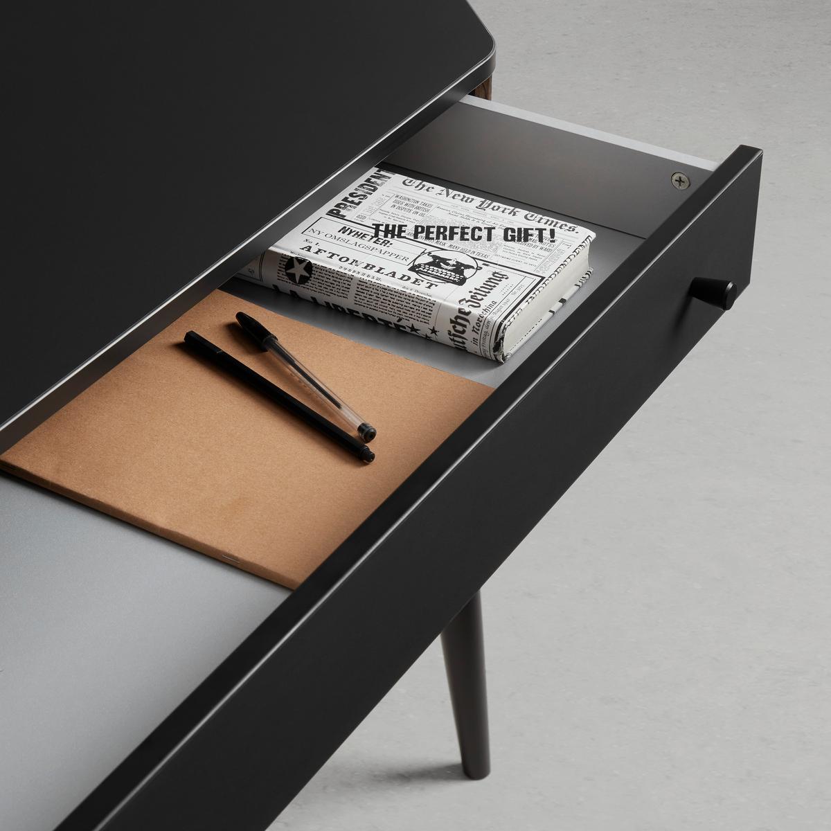 Schreibtisch Capri in Schwarz/Eichefarben - Eichefarben/Alufarben, MODERN, Holz/Holzwerkstoff (120/76/50cm) - Mömax