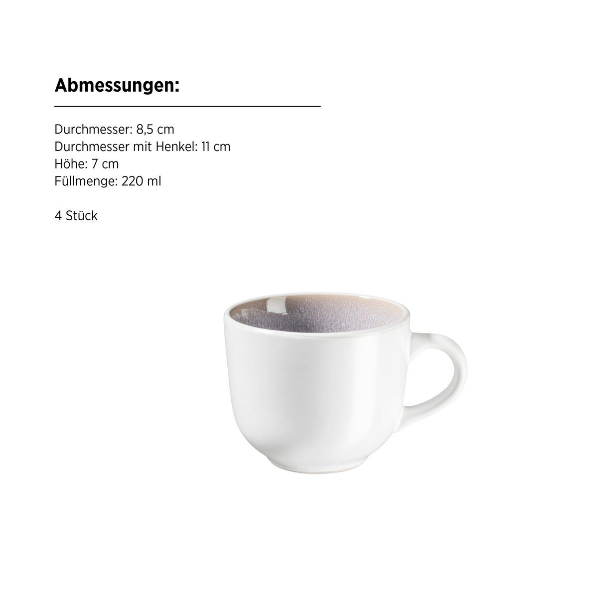 Tassenset 934507 Elea Tassenset - Weiss/Flieder, Basics, Keramik - Mäser