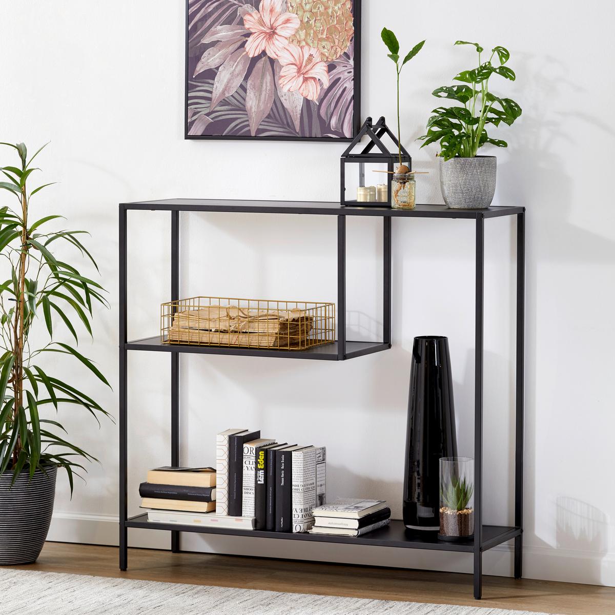 Etajeră GABE - negru, Modern, metal/material pe bază de lemn (100/96/33cm) - Modern Living